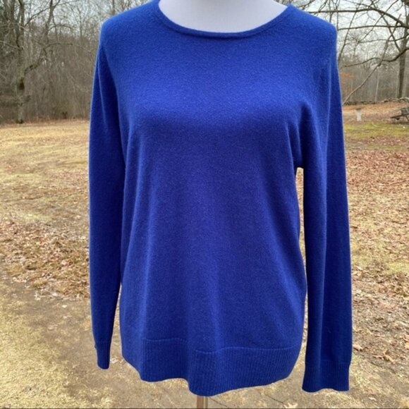 TYLER BOE NEW SWEATER CREWNECK BLUE CASHMERE LONG SLEEVE SIZE L NWT - Picture 1 of 10
